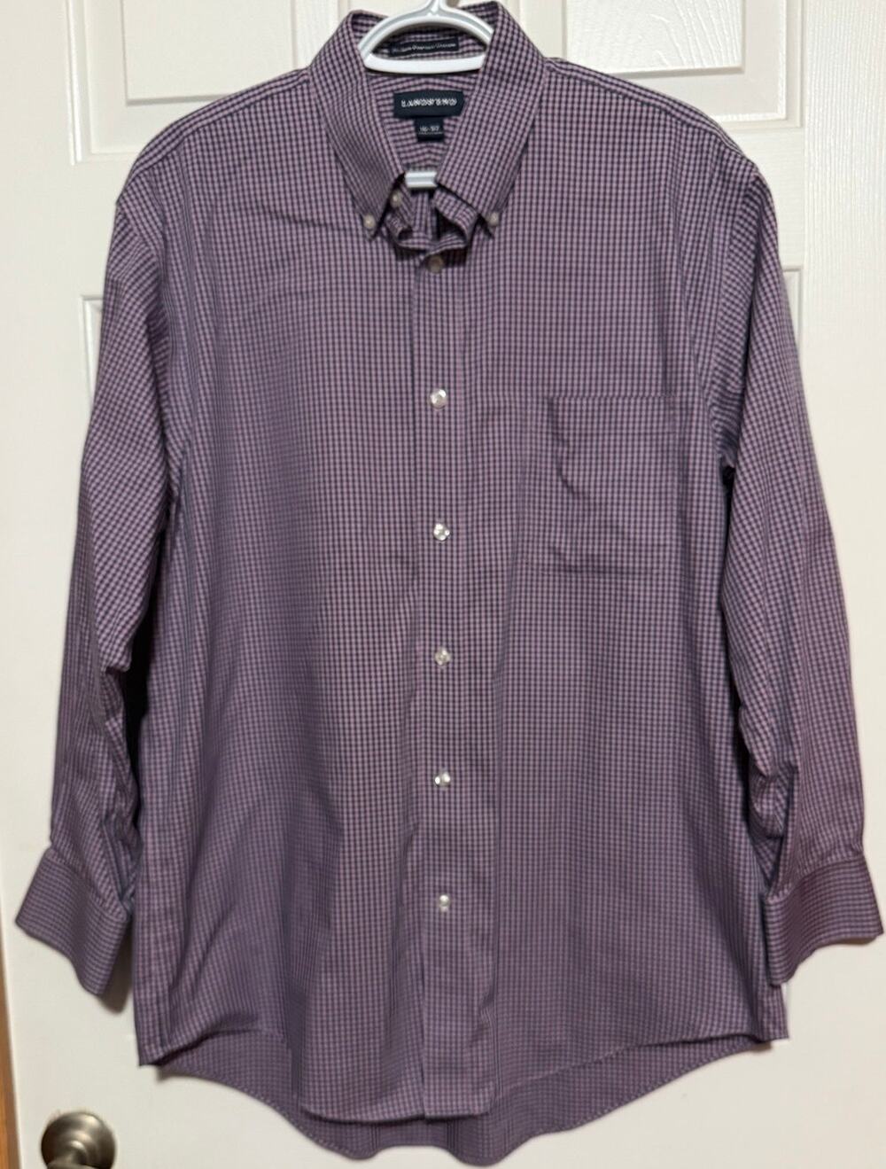 Lands' Ends No Iron Pinpoint Oxford Long Sleeve Button Down Shirt Size 16 - 32